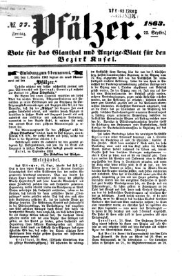 Pfälzer Freitag 25. September 1863