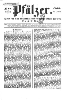 Pfälzer Mittwoch 21. Oktober 1863