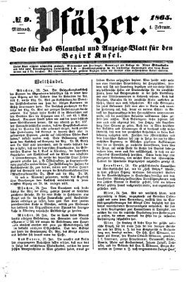 Pfälzer Mittwoch 1. Februar 1865