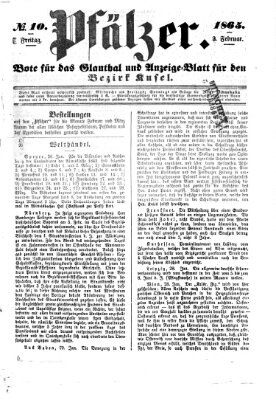 Pfälzer Freitag 3. Februar 1865