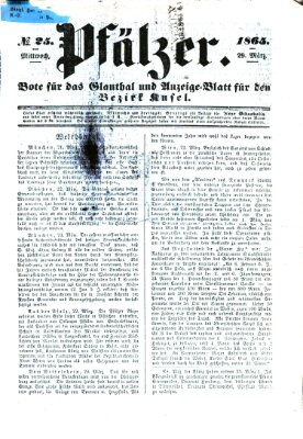 Pfälzer Mittwoch 29. März 1865