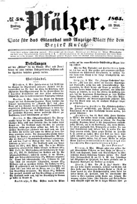 Pfälzer Freitag 12. Mai 1865