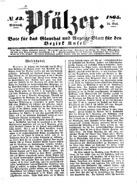 Pfälzer Mittwoch 31. Mai 1865