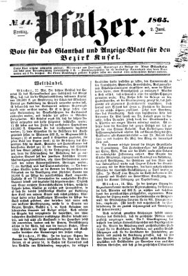 Pfälzer Freitag 2. Juni 1865