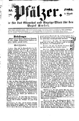 Pfälzer Mittwoch 2. August 1865