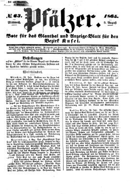 Pfälzer Mittwoch 9. August 1865