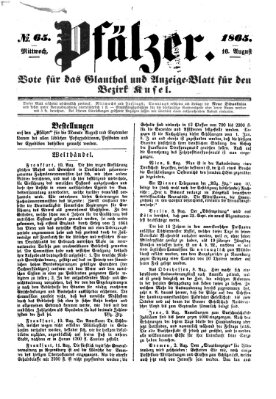 Pfälzer Mittwoch 16. August 1865