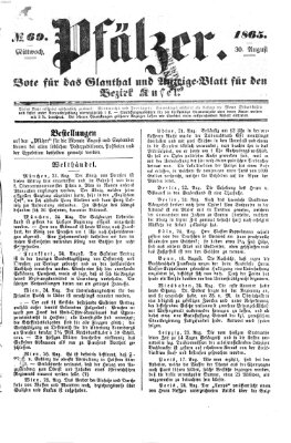 Pfälzer Mittwoch 30. August 1865