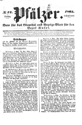 Pfälzer Freitag 8. September 1865