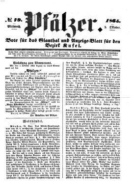 Pfälzer Dienstag 3. Oktober 1865