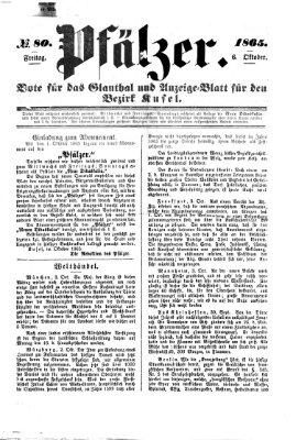 Pfälzer Freitag 6. Oktober 1865