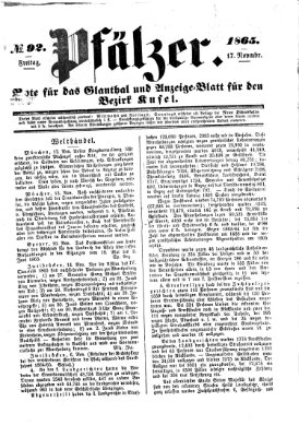 Pfälzer Freitag 17. November 1865