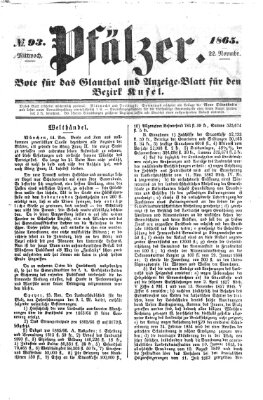 Pfälzer Mittwoch 22. November 1865