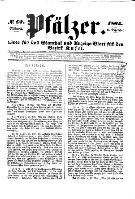 Pfälzer Mittwoch 6. Dezember 1865