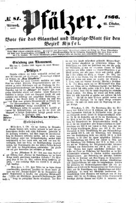 Pfälzer Mittwoch 10. Oktober 1866