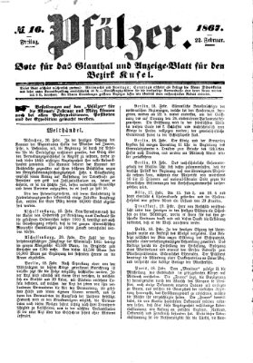 Pfälzer Freitag 22. Februar 1867