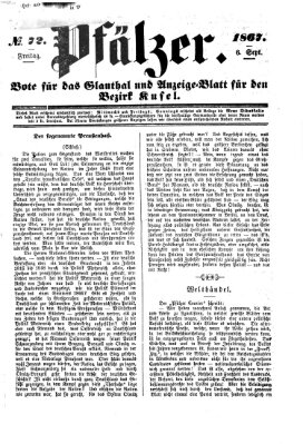 Pfälzer Freitag 6. September 1867