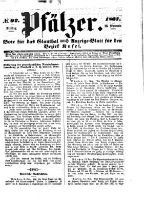 Pfälzer Freitag 15. November 1867