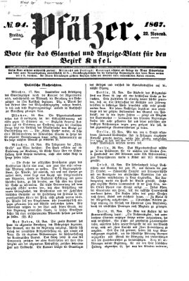 Pfälzer Freitag 22. November 1867