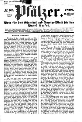 Pfälzer Freitag 13. November 1868