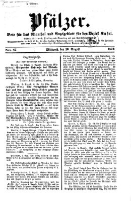 Pfälzer Mittwoch 10. August 1870