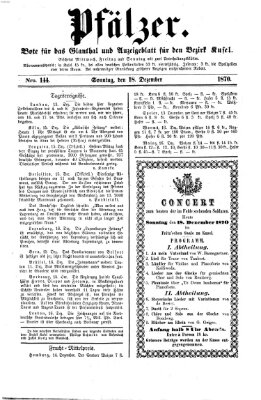 Pfälzer Sonntag 18. Dezember 1870