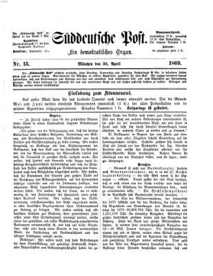 Süddeutsche Post Freitag 30. April 1869