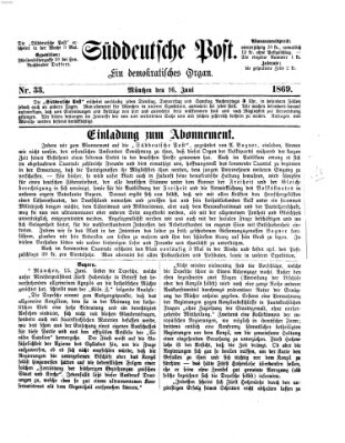 Süddeutsche Post Mittwoch 16. Juni 1869