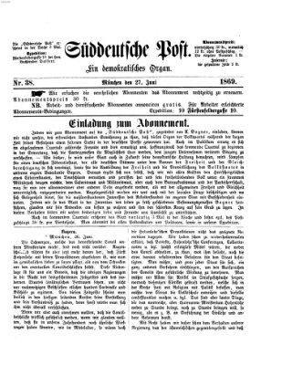 Süddeutsche Post Sonntag 27. Juni 1869