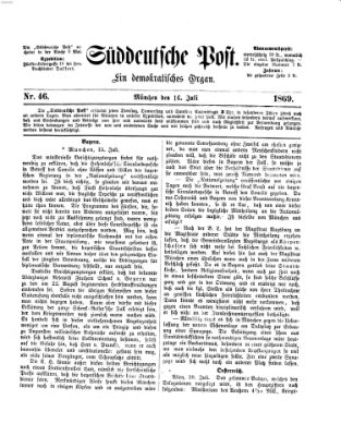 Süddeutsche Post Freitag 16. Juli 1869