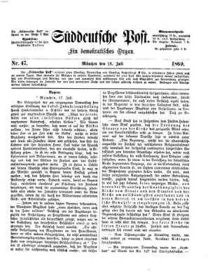 Süddeutsche Post Sonntag 18. Juli 1869