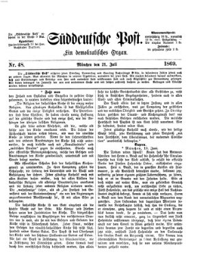 Süddeutsche Post Mittwoch 21. Juli 1869