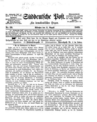 Süddeutsche Post Sonntag 15. August 1869