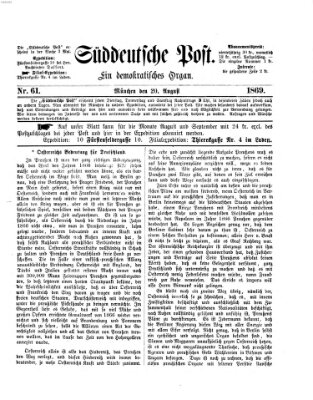 Süddeutsche Post Freitag 20. August 1869