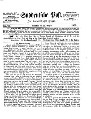 Süddeutsche Post Sonntag 22. August 1869