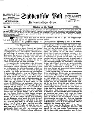 Süddeutsche Post Freitag 27. August 1869