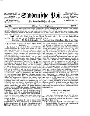 Süddeutsche Post Mittwoch 1. September 1869