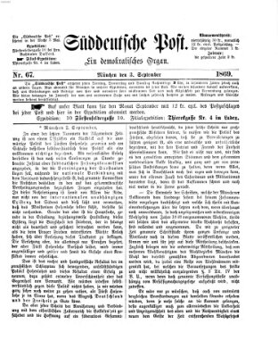 Süddeutsche Post Freitag 3. September 1869