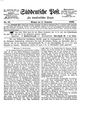 Süddeutsche Post Freitag 10. September 1869