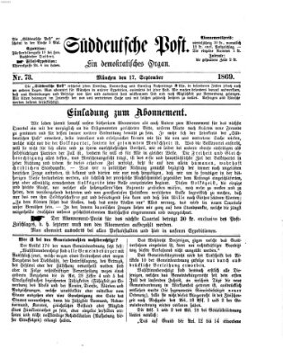 Süddeutsche Post Freitag 17. September 1869