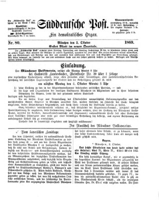 Süddeutsche Post Sonntag 3. Oktober 1869