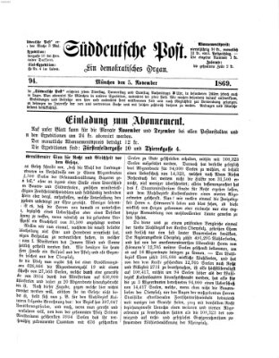 Süddeutsche Post Freitag 5. November 1869