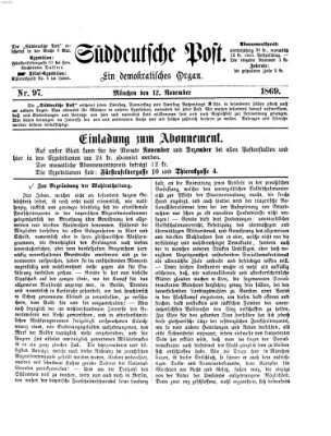 Süddeutsche Post Freitag 12. November 1869