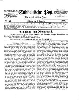 Süddeutsche Post Mittwoch 17. November 1869