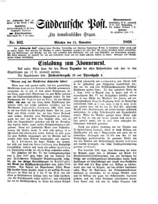 Süddeutsche Post Mittwoch 24. November 1869