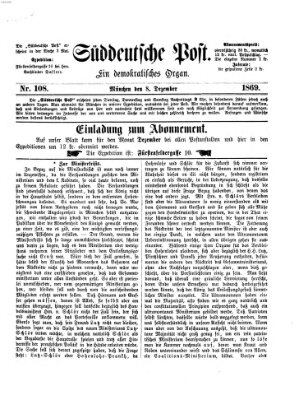 Süddeutsche Post Mittwoch 8. Dezember 1869