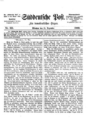 Süddeutsche Post Mittwoch 15. Dezember 1869