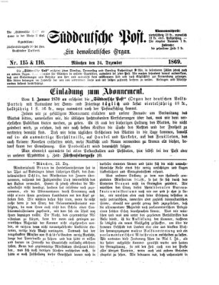 Süddeutsche Post Freitag 24. Dezember 1869