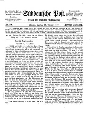 Süddeutsche Post Samstag 19. Februar 1870