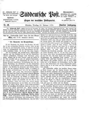 Süddeutsche Post Dienstag 22. Februar 1870